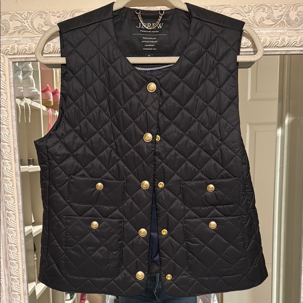 J. Crew Black Quilted Vest